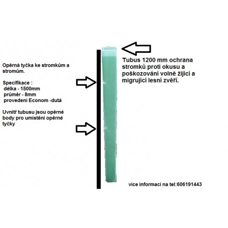 Opěrné sklolaminátové tyčky ke stromkům s průměr 8mm,délka 1500mm provedení Econom dutá